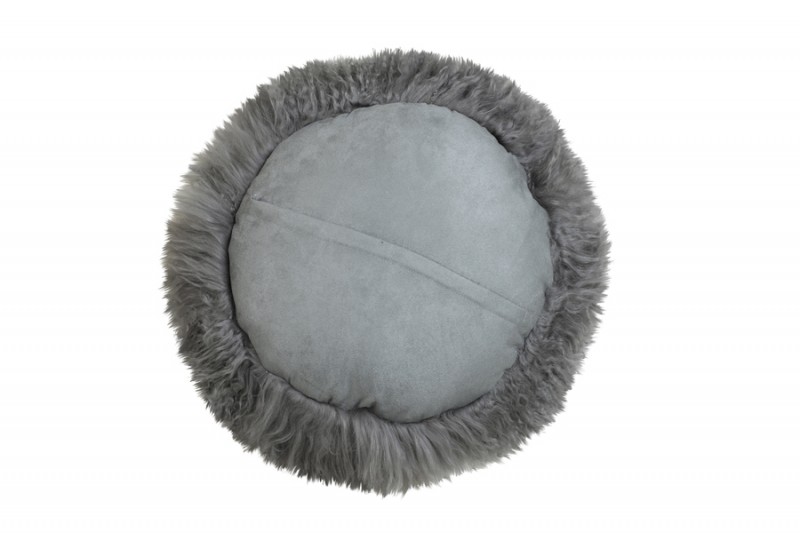 PILLOW LAMB FUR CIRCLE GREY     - CUSHIONS